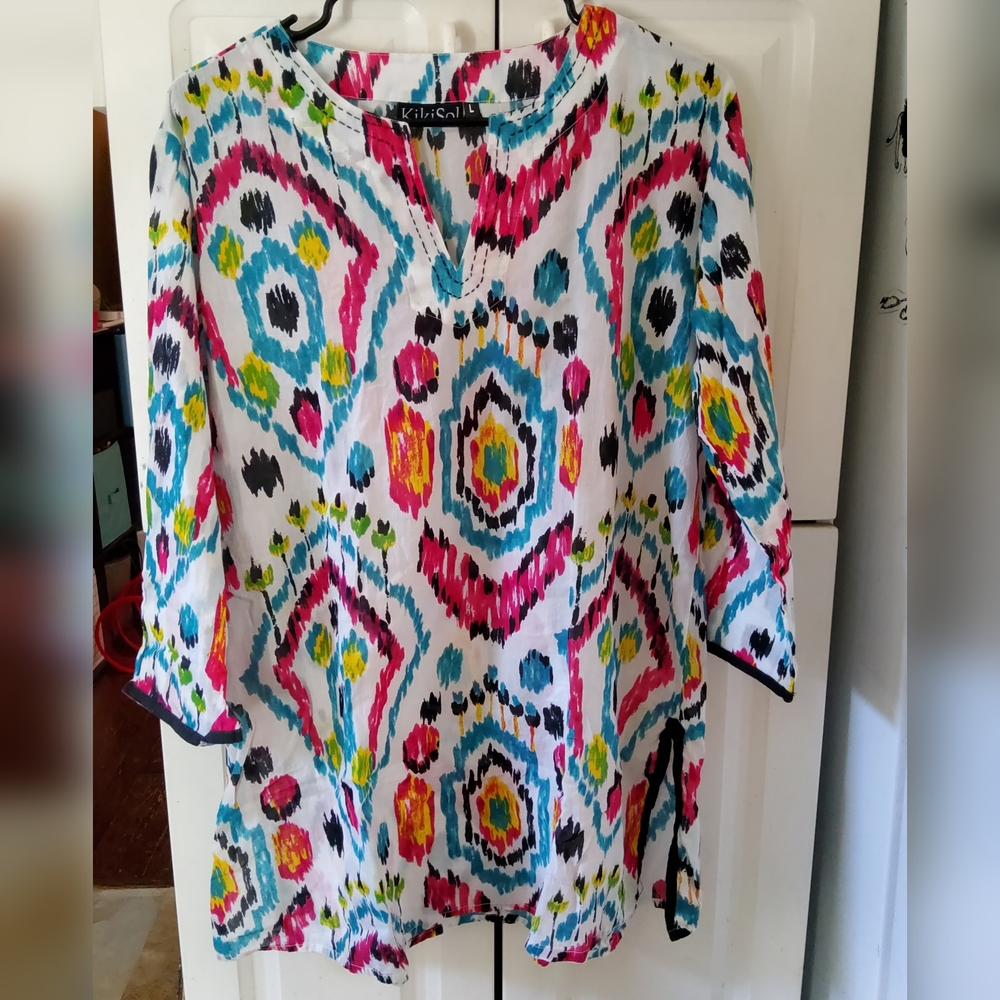 Colorful Kiki Sol  Ikat Print Women's Tunic